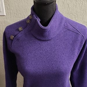 Cabelas Purple Fleece Pullover with Shoulder Button Details